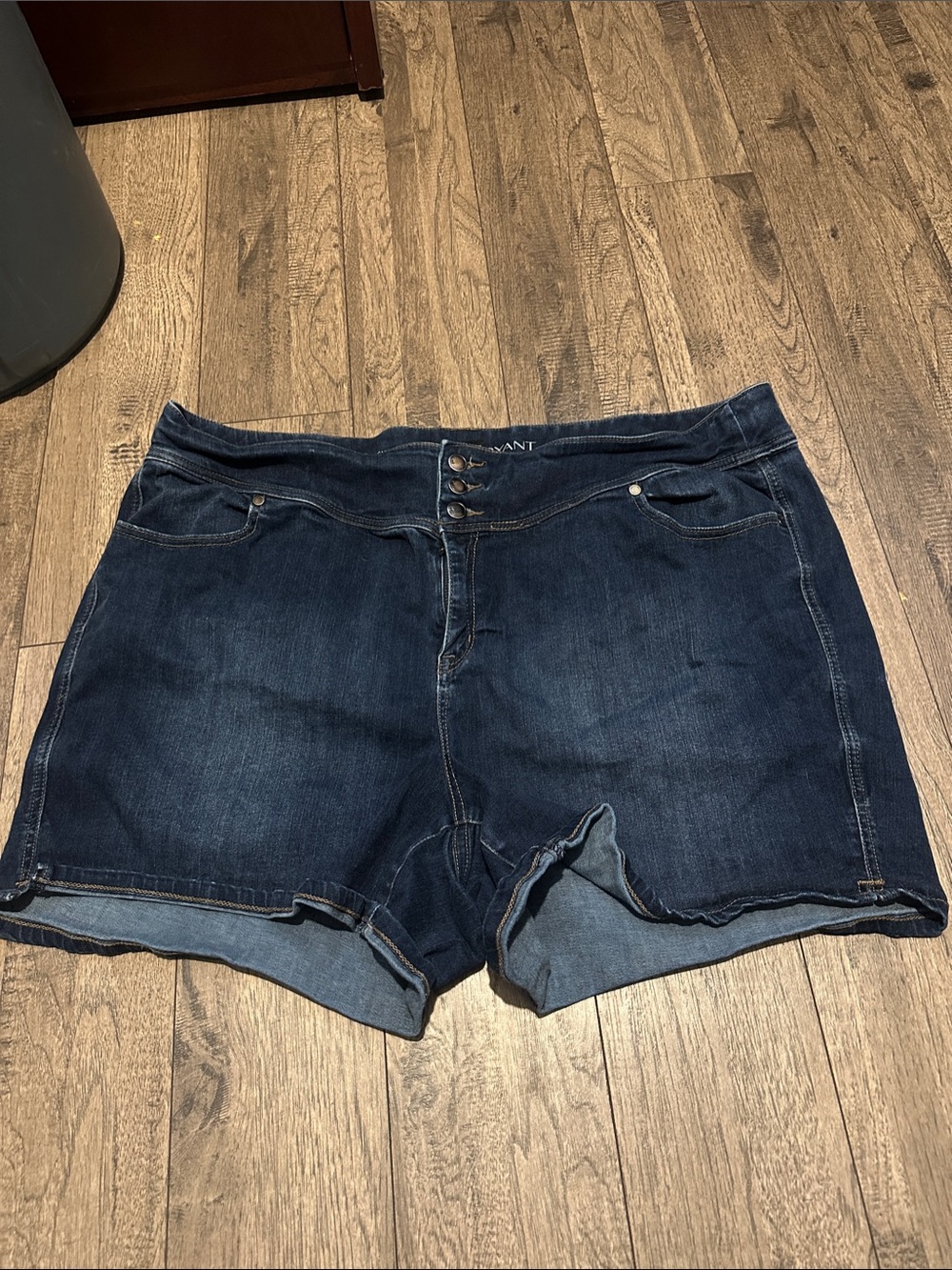 Lane Bryant Dark Blue Jean Shorts with Triple Button Front
